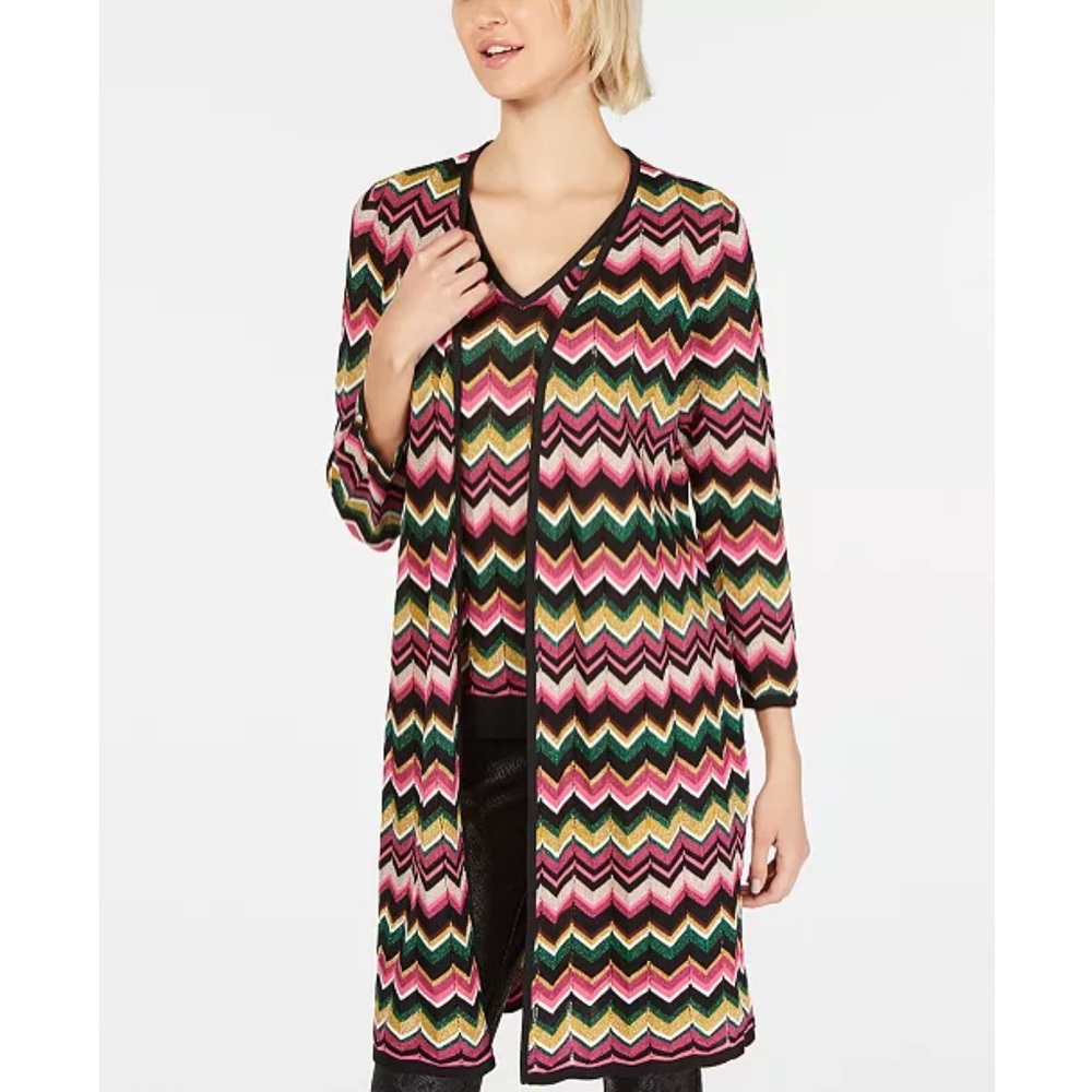INC‎ International Concepts Chevron Knit Long Cardigan Tank Top Set Petite Large